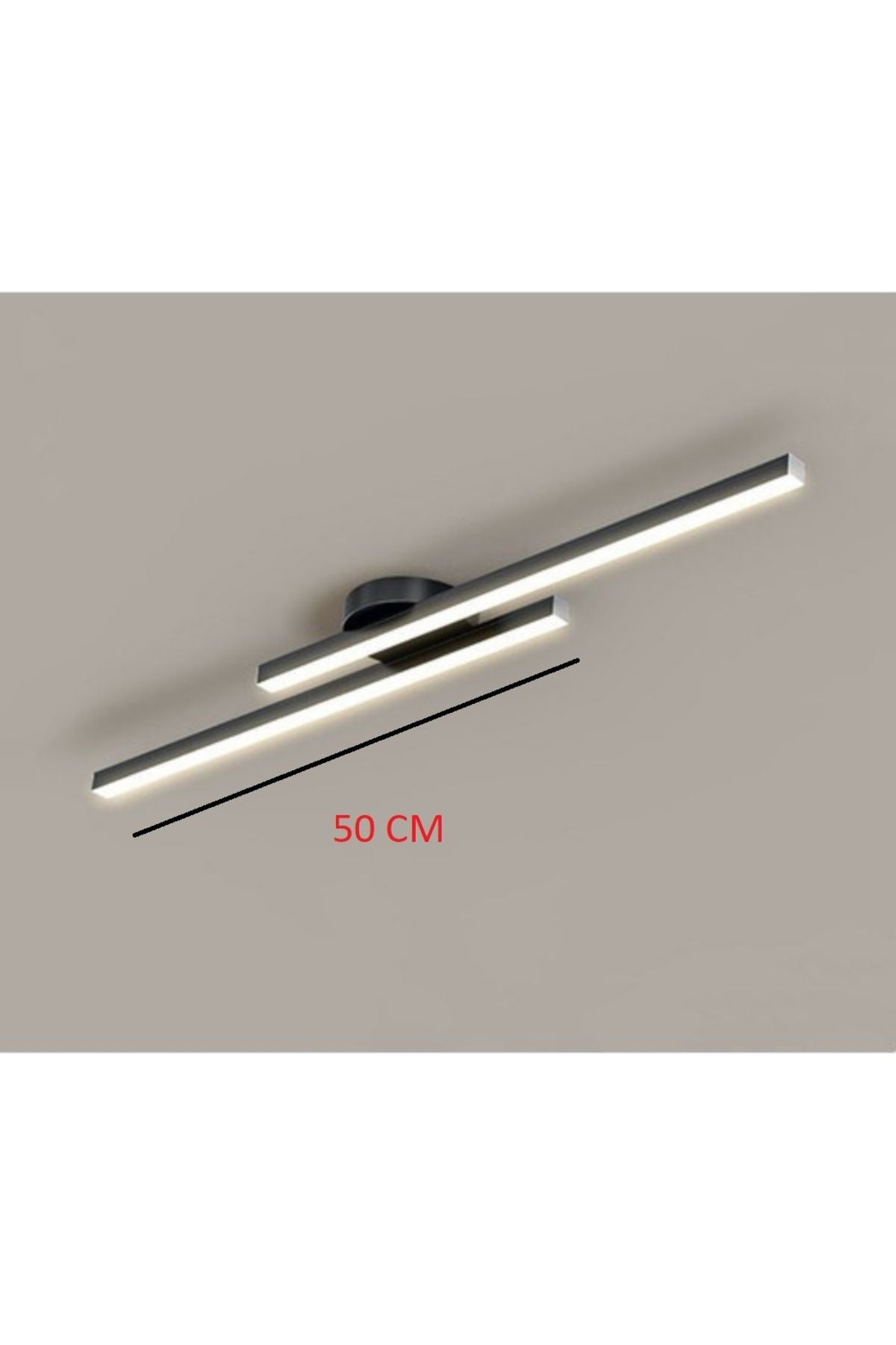 Modern Tavan Aydınlatması Çubuk Led Siyah Günışığı Lineer Avize Armatür 50 Cm Çubuk Uzunluğu