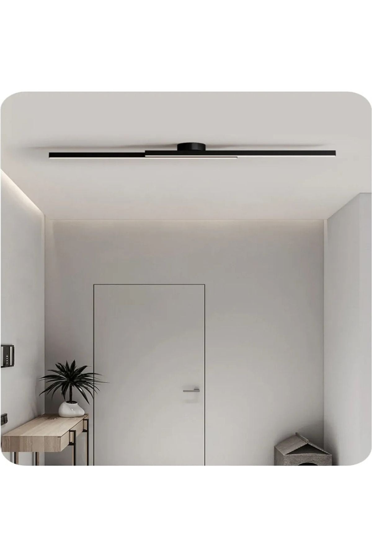 Modern Tavan Aydınlatması Çubuk Led Siyah Günışığı Lineer Avize Armatür 50 Cm Çubuk Uzunluğu