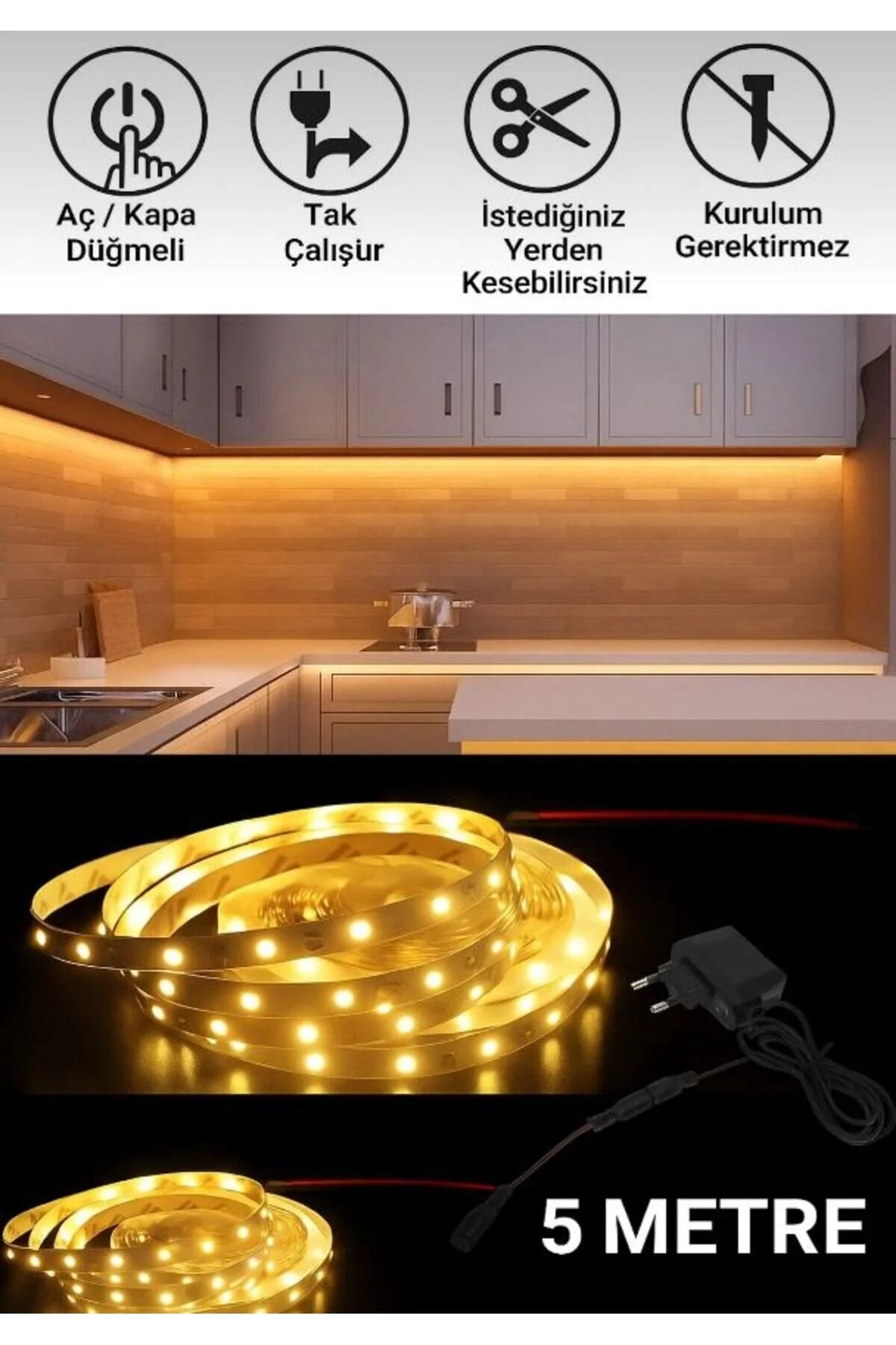 Mutfak dolabı tezgah üstü Tam set 5 metre günışığı