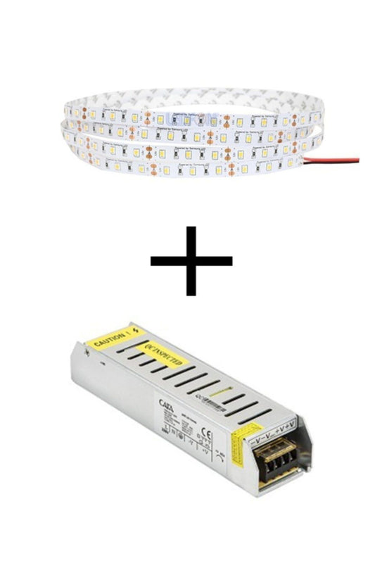 10 Çipli Iç Mekan Beyaz Renk 5 Metre Şerit Led Işık + 5 Amper Led Trafosu