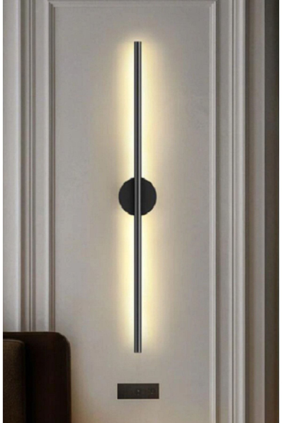 Siyah 80 Cm Duvar Aplik Beyaz Işık