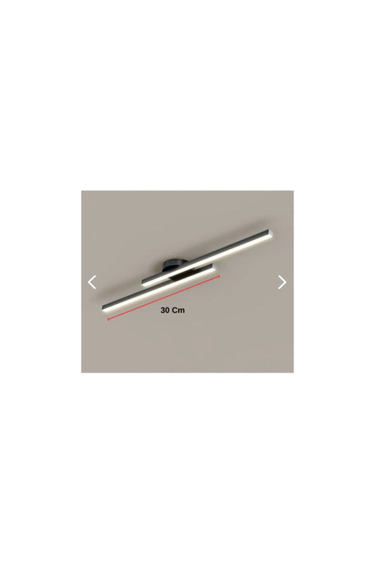 Modern Tavan Koridor Aydınlatması Çubuk Led Siyah Günışığı Lineer Avize Armatür Ikili 30 Cm
