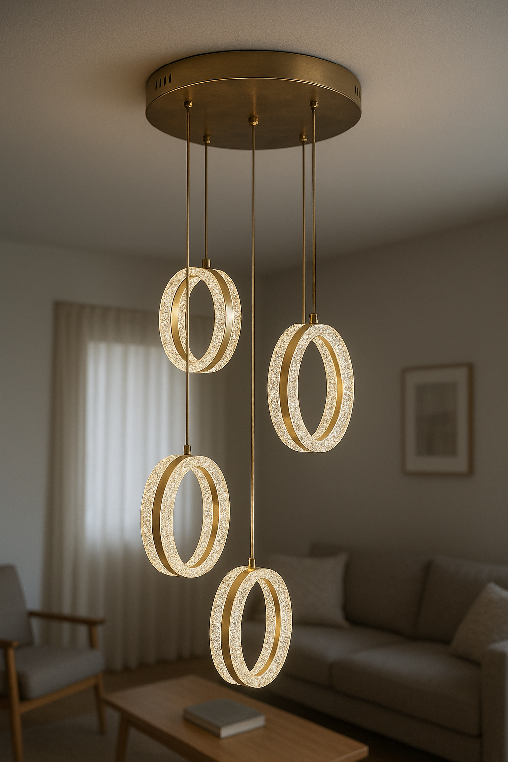 4'lü Gold Avize Halka