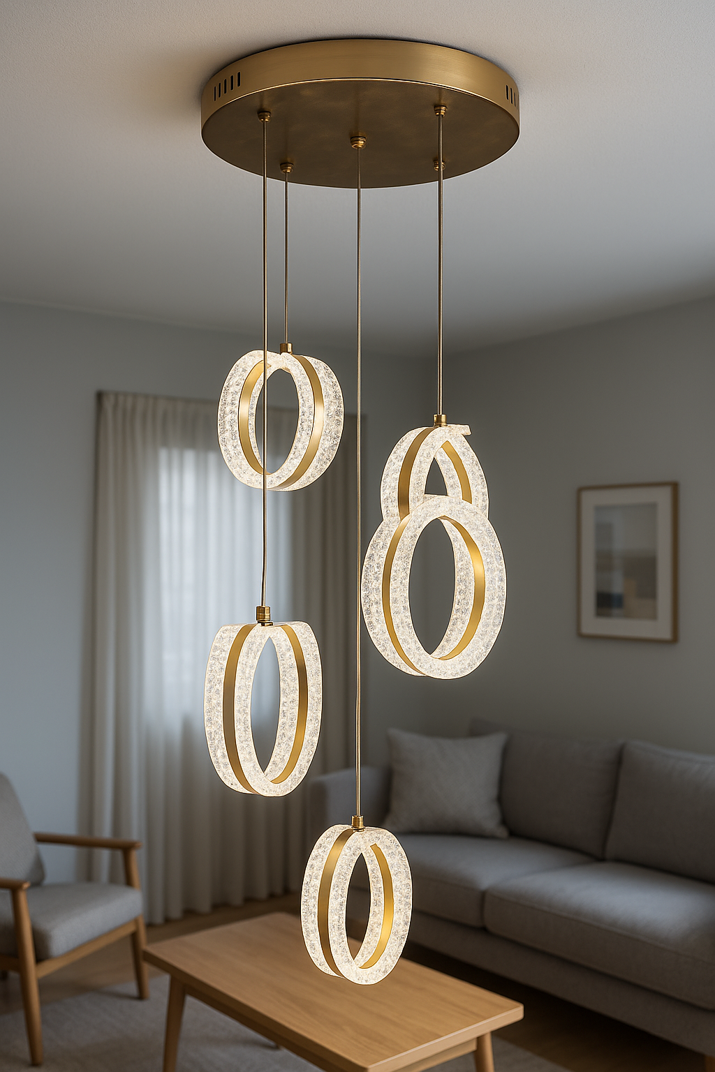 4'lü Gold Avize Halka