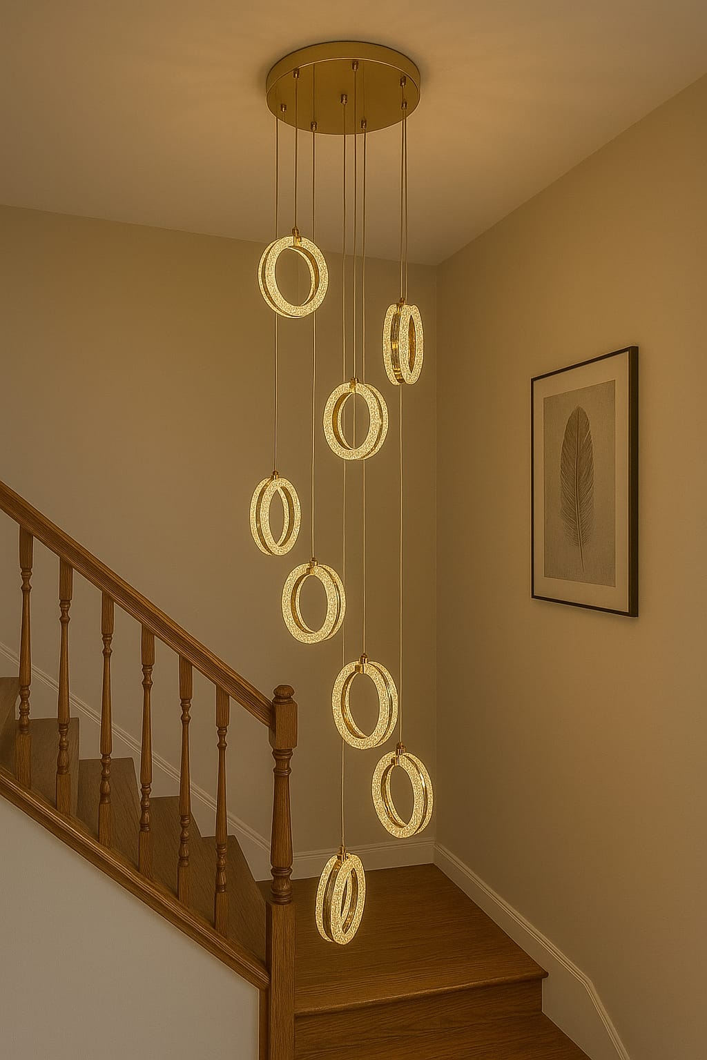 8'li Halka Avize Sarkıt 3renk - Grand Combin 200 Cm