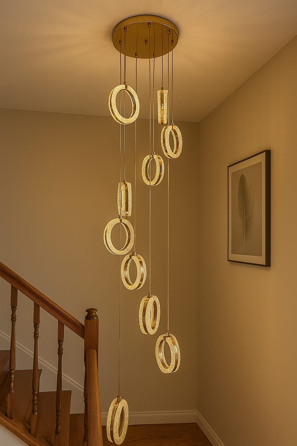 8'li Halka Avize Sarkıt 3renk - Grand Combin 200 Cm